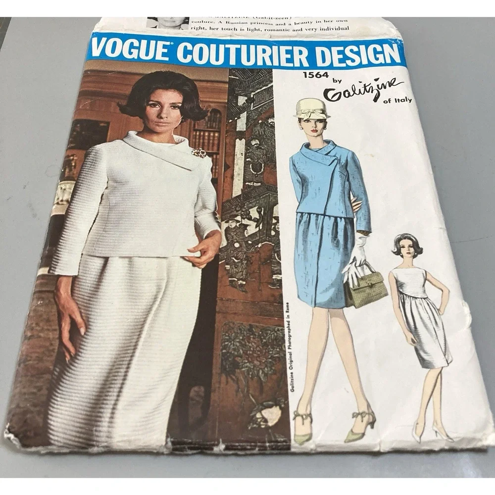 Vogue 1564 Couturier Design Galitzine Italy Jacket Dress Pattern Misses 14 UNCUT